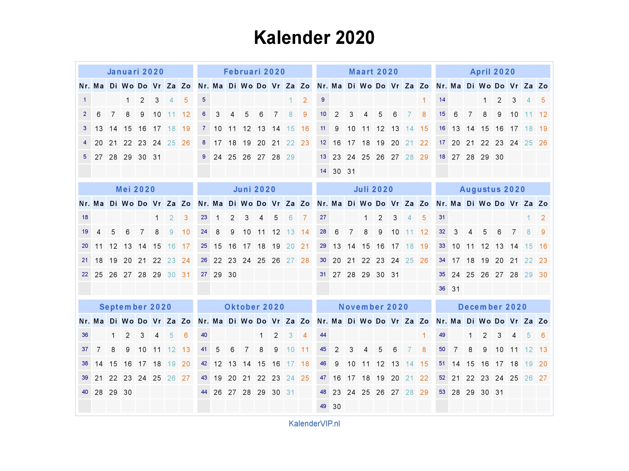 deutschland kalender 2020